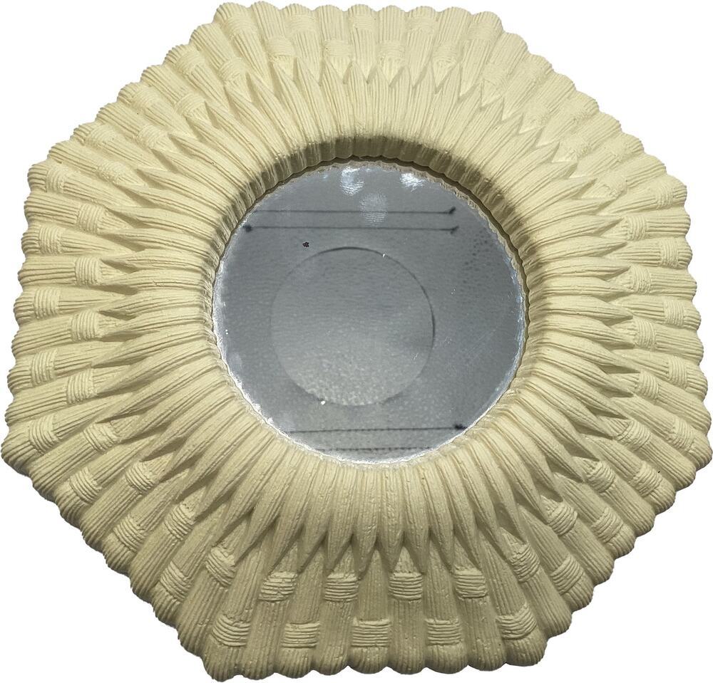 Vintage HOMCO 7" Mirror Faux Wicker/Rattan Octagonal 1970s Cottage Wall Decor